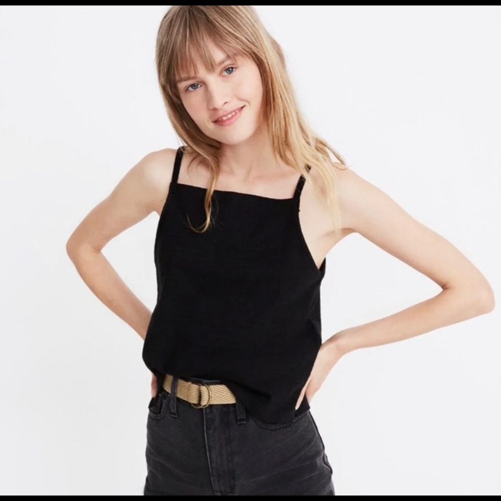 NWOT Madewell Texture Apron Tank XXS black
